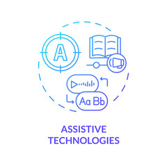 Canvas Print - 2D gradient blue icon assistive technologies concept, simple isolated vector, dyslexia thin linear illustration