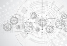Abstract Gear Wheel Mechanism Background. Machine Technology. Vector Illustration