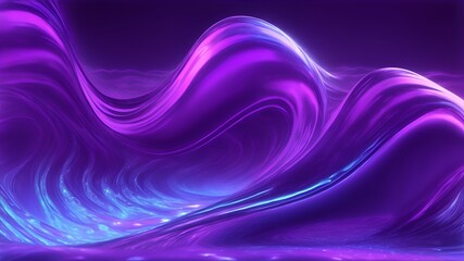 Wall Mural - Holographic Neon Fluid Waves, light dark violet tones, wallpaper, desktop wallpaper