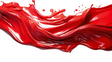 Close Up Red Paint Splash Isolated On A White Background