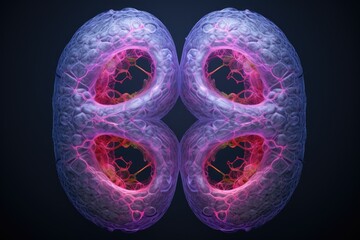 Wall Mural - Cell division during mitosis under a microscope