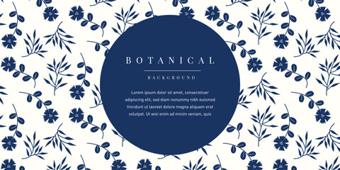 Sticker - Floral Botanical Blue Pattern Background