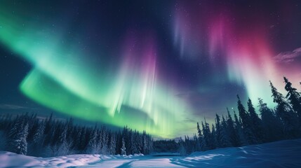 Wall Mural - Aurora in the sky, AI generated Image