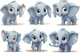 Fototapeta Dziecięca - Set of cute elephant cartoon character with different poses and expressions illustration, cute animal illustration, isolated