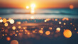 Abstract blurred sunlight beach colorful blurred bokeh background with retro effect autumn sunset sky
