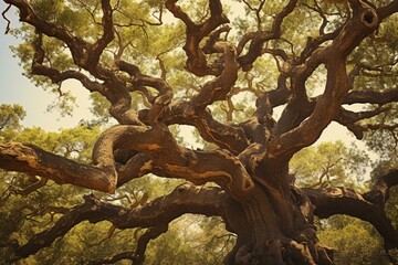 Canvas Print - A majestic and sprawling tree with abundant branches reaching towards the sky