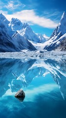 Poster - A serene alpine lake nestled amidst snowy peaks