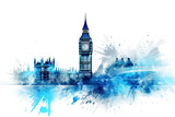 Fototapeta Londyn - Abstract of Big Ben England illustration isolated white background