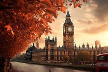 London, United Kingdom. Big Ben And Parliament Building