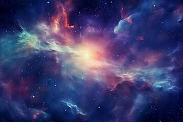 Wall Mural - HD Wallpaper of colorful space stars galaxy nebula 3D rendering Generative AI