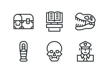 Set of simple outline museum Icons.