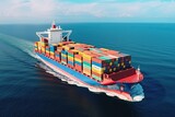 Fototapeta  - Cargo ship in the sea. Logistic concept. Generative AI