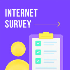 Wall Mural - Internet survey checklist client feedback form social media post design template 3d realistic vector