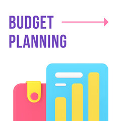 Wall Mural - Budget planning accounting banking balance analyzing social media post design template 3d vector