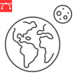 Earth and moon line icon, cosmos and planet, earth vector icon, vector graphics, editable stroke outline sign, eps 10.