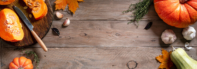 Poster - Autumn pumpkin, cooking ingredients