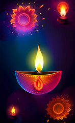 Wall Mural - Diwali background with diya lamp.