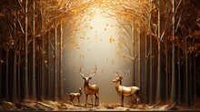 Wall Sculpture Stag Deer In A Forest
