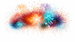 Colorful and beautiful fireworks on a white background. Generative AI