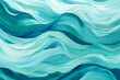 Abstract acrylic style waves design, sea green and blue colors. Generative Ai