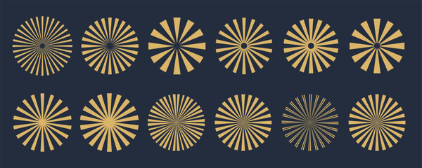 Wall Mural - vintage sunburst collection. bursting sun rays. fireworks starburst logotype. radial sunset beams. s