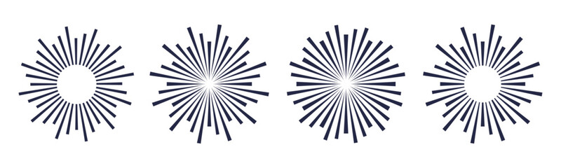 Wall Mural - sunburst element. radial stripes fireworks. sunburst icon collection. retro sunburst design. vector 