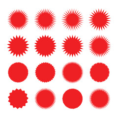 Wall Mural - red starburst sticker set. price sticker, sale sticker, price tag, starburst, quality mark, retro si