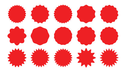 Wall Mural - set of red starburst. price sticker, sale sticker, price tag, starburst, quality mark, retro stars, 
