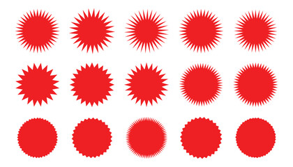 Wall Mural - red starburst sticker set. price sticker, sale sticker, price tag, starburst, quality mark, retro si