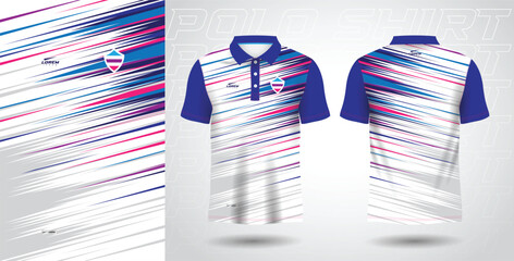 blue purple and pink color polo sport shirt jersey template