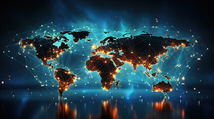 node connecting the world graphic world map technology