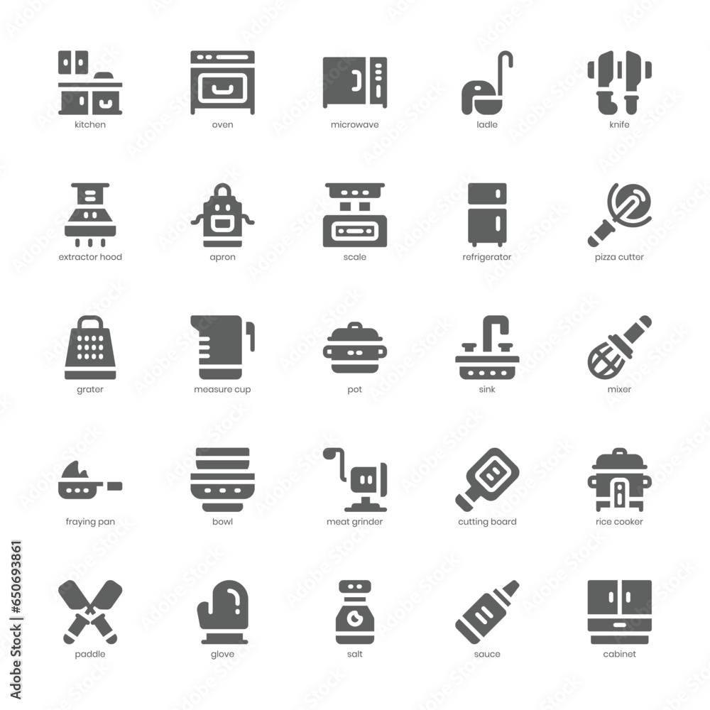 Kitchen Appliance icon pack for your website, mobile, presentation, and logo design. Kitchen Appliance icon solid design. Vector graphics illustration and editable stroke.