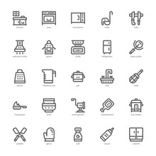 Kitchen Appliance Icon Pack For Your Website, Mobile, Presentation, And Logo Design. Kitchen Appliance Icon Outline Design. Vector Graphics Illustration And Editable Stroke.