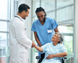 © Phindulo T/peopleimages.com - Handshake, hospital and surgery doctor with patient or wheelchair user for thank you, medical or consulting. Support, physiotherapy and rehabilitation with people in clinic for healthcare and meeting