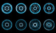 Set of sci fi blue white circle user interface elements technology futuristic design modern creative on black background vector