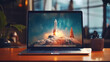 © Johannes - rocket is starting from a notebook in a office