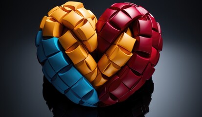 Sticker - A colorful heart shaped object made of different colored pieces, AI