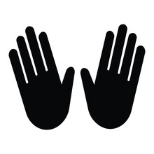  Vector Illustration Pair Baby Hands Silhouette Vector, Vector Hand Drawn Sketch Style Illustration With Black Colored Human Hands  For Advertising, Packaging. Hand Vector Icon.