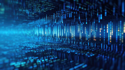 Abstract digital technology, Blue digital binary data on computer screen background. Generative Ai