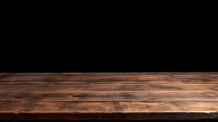 Wall Mural - Empty wooden table top with black background. Use for product display.
