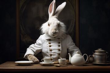 Cool bunny wearing chef uniform