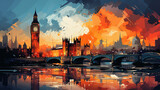 Fototapeta Fototapeta Londyn - Sunset Over London Skyline