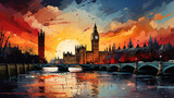 Fototapeta Big Ben - Sunset Over London Skyline