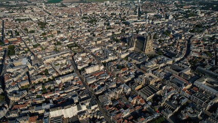 Aerial view around the old town of the city Reims in France

