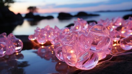 Poster - Beautiful white sand beach pink translucent