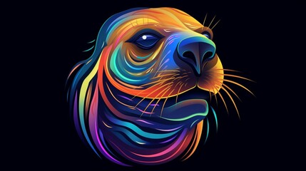  a hip colorful Sea Lion head design with a futuristic.Generative AI