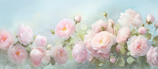  roses in the garden isolated pastel background Copy space