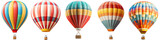 a group of colorful hot air balloons isolated on transparent background