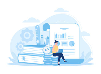 Wall Mural - Training business management  analyzing data concept flat illustration