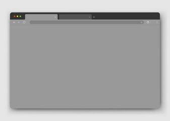Wall Mural - an empty browser window in dark gray on a gray background. website layout with search bar, toolbar a